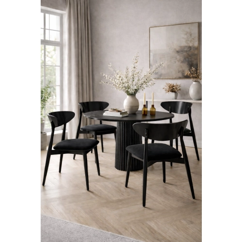 Krzesło KR-17 Kolor Pudrowy Róż  Kolor Drewna Czarny